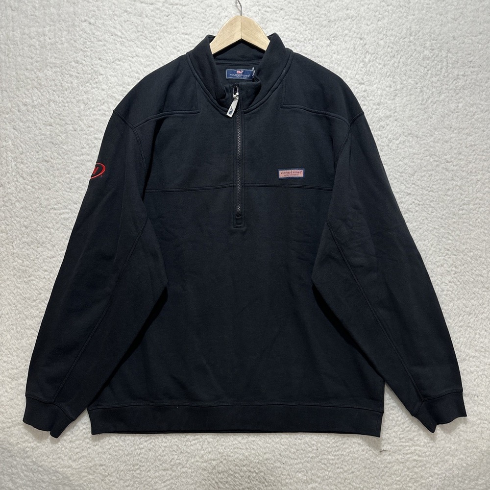 Vineyard Vines Martha's Men's 1/4 Zip CDW Logo Black Sweater‎ Size 2XL NWT